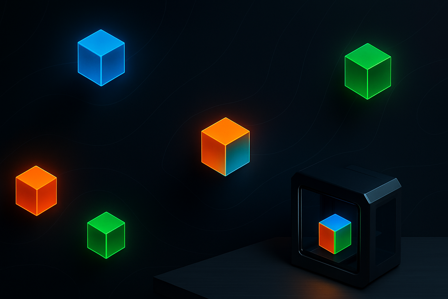 Abstrakte Visualisierung eines KI- und Steuerungssystems